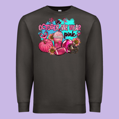 In October We Wear Pink American Football Premium Sweatshirt Designed By Adodesignshop