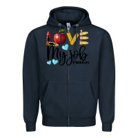 Navy love my job teacher life Zipper Hoodie - BarkalooDesign
