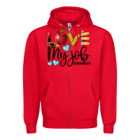 Red love my job teacher life Zipper Hoodie - BarkalooDesign