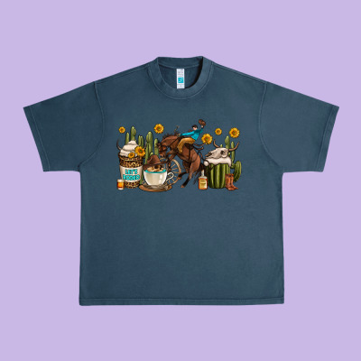 Rodeo Cowboy Coffee Cups Urban Heavy Tee Designed By Oliviacreatesart