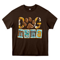 Chocolate Brown Dog Mama with Paw Heavy Core Tee - texasbilliewilder