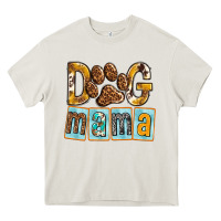 Cream Dog Mama with Paw Heavy Core Tee - texasbilliewilder