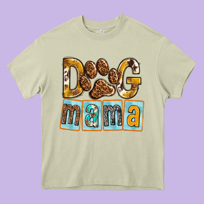 Dog Mama With Paw Heavy Core Tee Designed By Texasbilliewilder