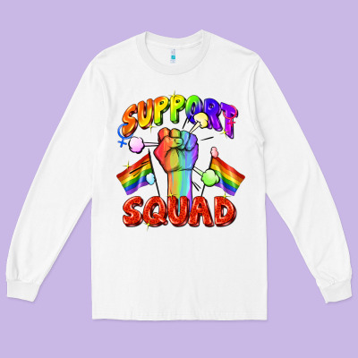 Support Squad Pride Long Sleeve Tee Designed By Fadigitalartstudio