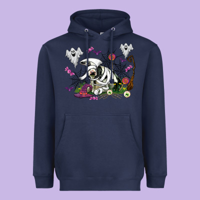 Halloween Cow And Ghosts Heavyweight Hoodie Designed By Adodesignshop