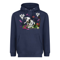Navy halloween cow and ghosts Heavyweight Hoodie - AdoDesignShop