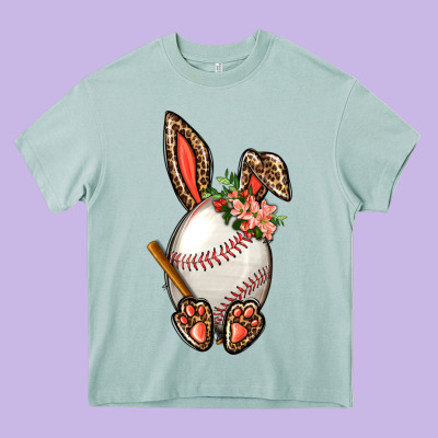 Baseball Easter Bunny Heavy Core Tee Designed By Nancycooperartshop