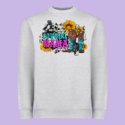 Cowgirl Mama With Boots And Sunflowers And Cowhide Heavyweight Sweatshirt Designed By Artiststas
