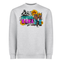 Heather Grey cowgirl mama with boots and sunflowers and cowhide Heavyweight Sweatshirt - Artiststas