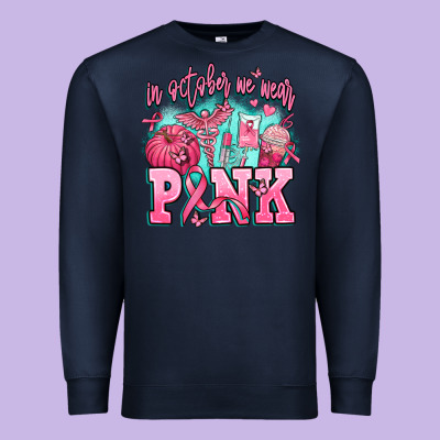 In October We Wear Pink Premium Sweatshirt Designed By Adodesignshop