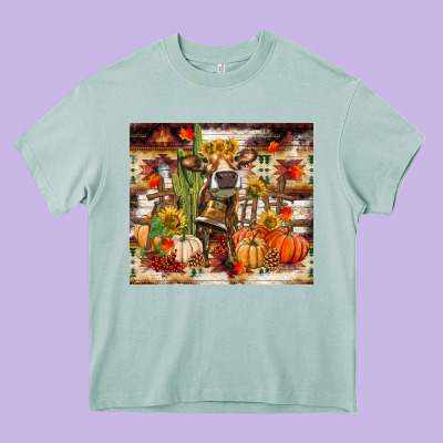 Fall Heifer Cow Heavy Core Tee Designed By Ranaportraitstore
