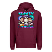 Burgundy Beauty Lies Within Premium Hoodie - CowhideDigitalArt