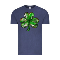Vintage Denim Shamrock with leopard and cowhide St. Patricks day Vintage Tee - HowdyJamesFarm