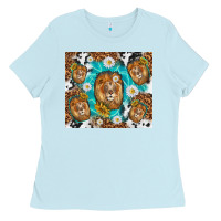Baby Blue lion with leopard and cowhide pattern Ladies Tee - TumblerDesignByShophia