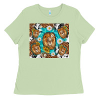 Matcha lion with leopard and cowhide pattern Ladies Tee - TumblerDesignByShophia