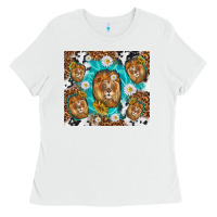 White lion with leopard and cowhide pattern Ladies Tee - TumblerDesignByShophia