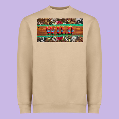 Western Wild And Floral Leopard  Cowhide Licanse Plate Heavyweight Sweatshirt Designed By Artiststas