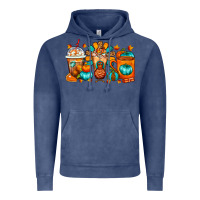 Vintage Denim Thanksgiving Coffee Cups Vintage Hoodie - FaDigitalArtStudio