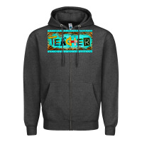 Charcoal Heather teacher license plate Zipper Hoodie - BarkalooDesign