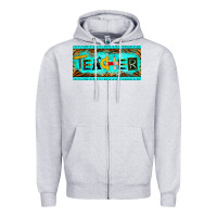 Heather Grey teacher license plate Zipper Hoodie - BarkalooDesign