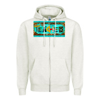 Oatmeal Heather teacher license plate Zipper Hoodie - BarkalooDesign