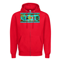 Red teacher license plate Zipper Hoodie - BarkalooDesign