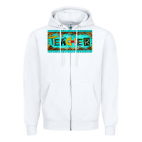 White teacher license plate Zipper Hoodie - BarkalooDesign