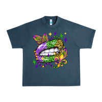 Midnight Navy mardi gras lip olivia Urban Heavy Tee - OliviaCreatesArt