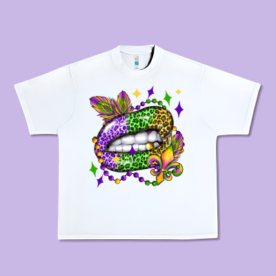 Mardi Gras Lip Olivia Urban Heavy Tee Designed By Oliviacreatesart