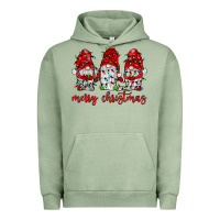 Pigment Oil Green merry christmas gnome with christmas lights Urban Hoodie - JahusDesignShop