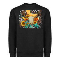 Black western texas  and cowhide with sunflower Heavyweight Sweatshirt - Artiststas
