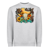 Heather Grey western texas  and cowhide with sunflower Heavyweight Sweatshirt - Artiststas