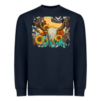 Navy western texas  and cowhide with sunflower Heavyweight Sweatshirt - Artiststas