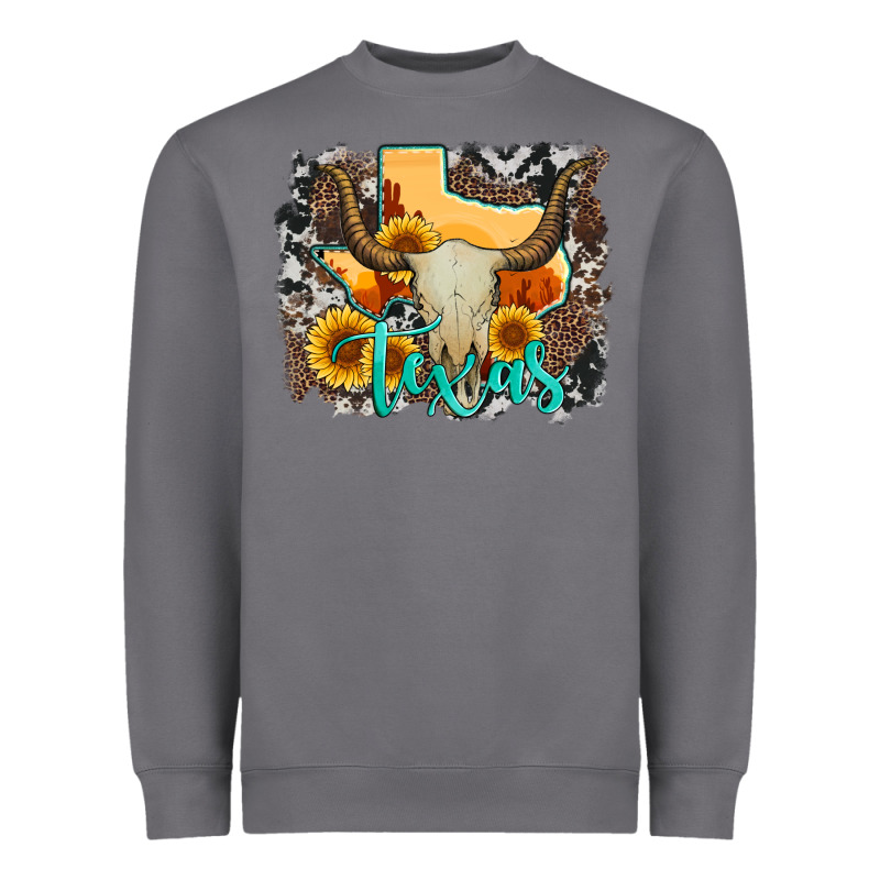 Western Texas  And Cowhide With Sunflower Heavyweight Sweatshirt by Artiststas | Teevron