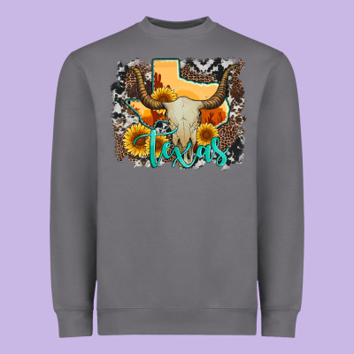 Western Texas  And Cowhide With Sunflower Heavyweight Sweatshirt Designed By Artiststas