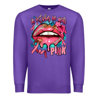 Purple in october we wear pink  lips Premium Sweatshirt - AdoDesignShop