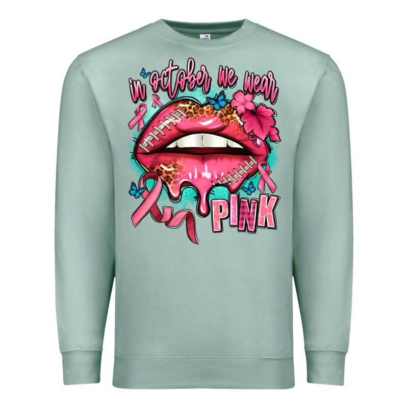In October We Wear Pink  Lips Premium Sweatshirt by AdoDesignShop | Teevron