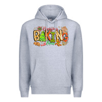 Heather Grey Christmas Baking Crew Premium Hoodie - CowhideDigitalArt
