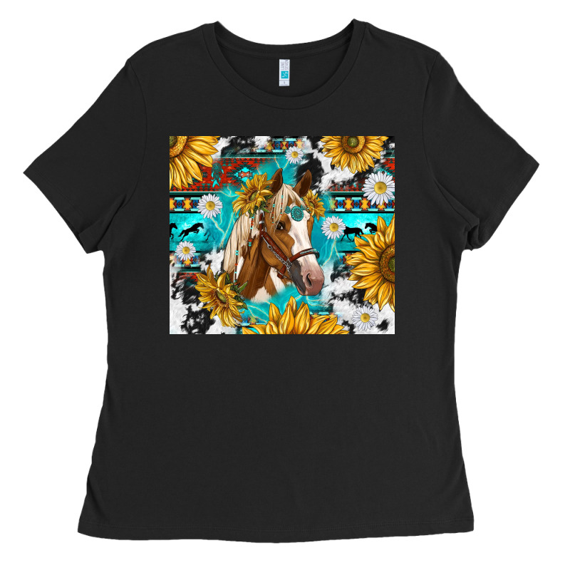 Cowhide Aztec Horse Ladies Tee by TumblerDesignByShophia | Teevron