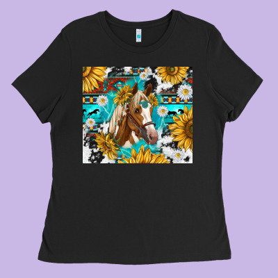 Cowhide Aztec Horse Ladies Tee Designed By Tumblerdesignbyshophia