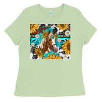 Matcha cowhide aztec horse Ladies Tee - TumblerDesignByShophia