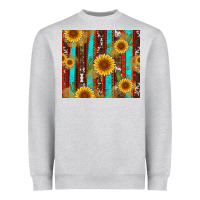 Heather Grey western sunflower cactus serape and cowhide Heavyweight Sweatshirt - Artiststas