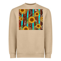 Western Sunflower Cactus Serape And Cowhide Heavyweight Sweatshirt | Teevron
