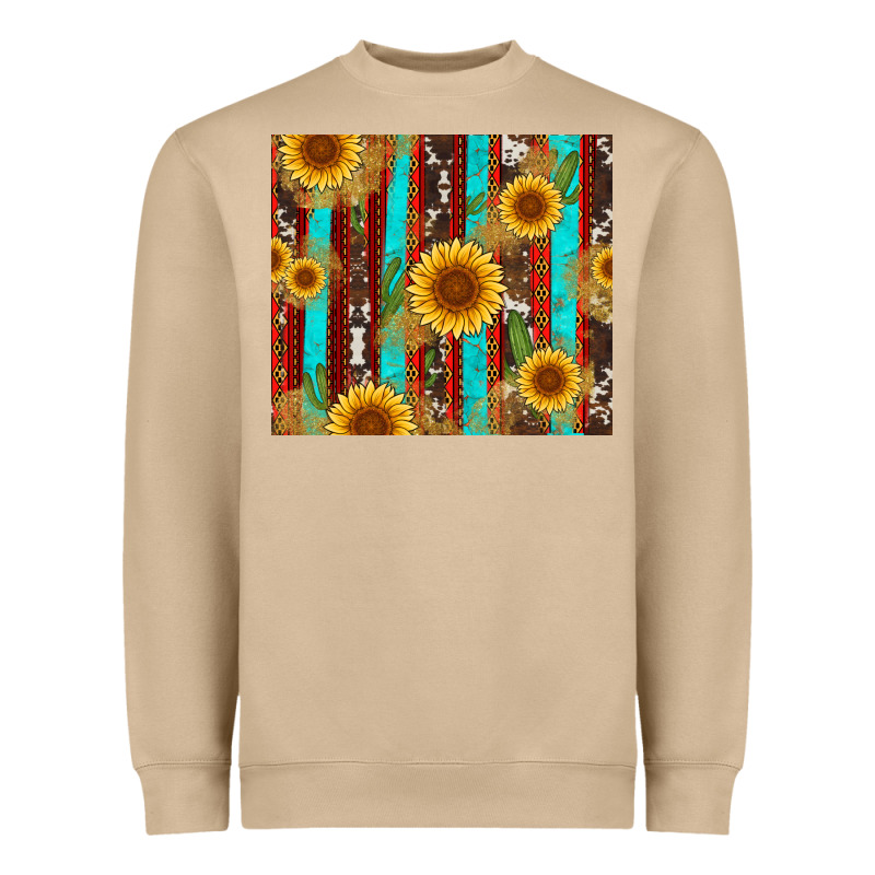 Western Sunflower Cactus Serape And Cowhide Heavyweight Sweatshirt by Artiststas | Teevron