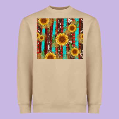 Western Sunflower Cactus Serape And Cowhide Heavyweight Sweatshirt Designed By Artiststas