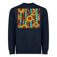 Navy western sunflower cactus serape and cowhide Heavyweight Sweatshirt - Artiststas