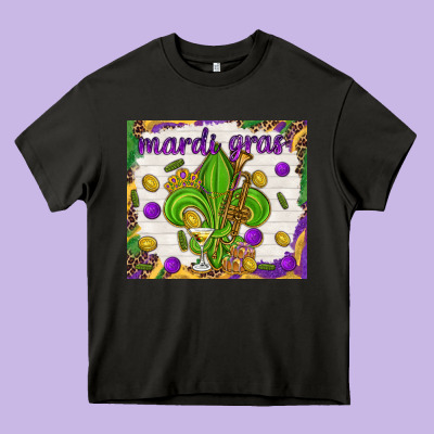 Mardi Gras Fleur De Lis Heavy Core Tee Designed By Nancycooperartshop