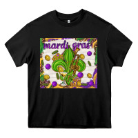 Black Mardi Gras fleur de lis Heavy Core Tee - NancyCooperArtShop
