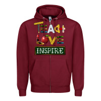 Burgundy teach love inspire Zipper Hoodie - BarkalooDesign