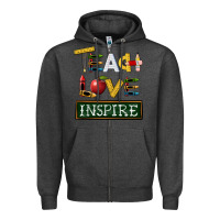 Charcoal Heather teach love inspire Zipper Hoodie - BarkalooDesign